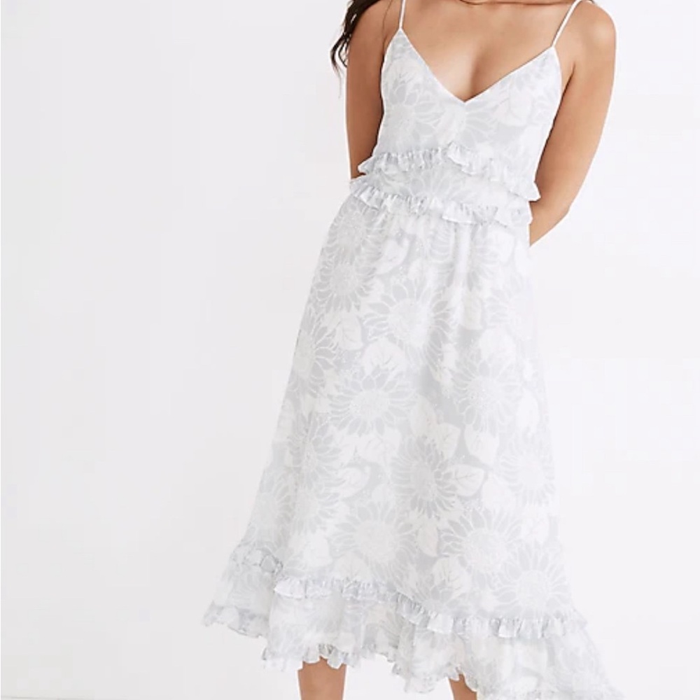 Madewell Ruffle Cami Dress in Sunflower season floral midi dress size 4